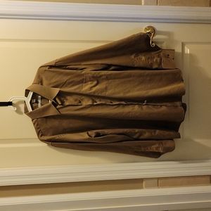 Geoffrey Beene Sateen tan long sleeve dress shirt Wrinkle Free 18 1/2 36/37 EUC…
